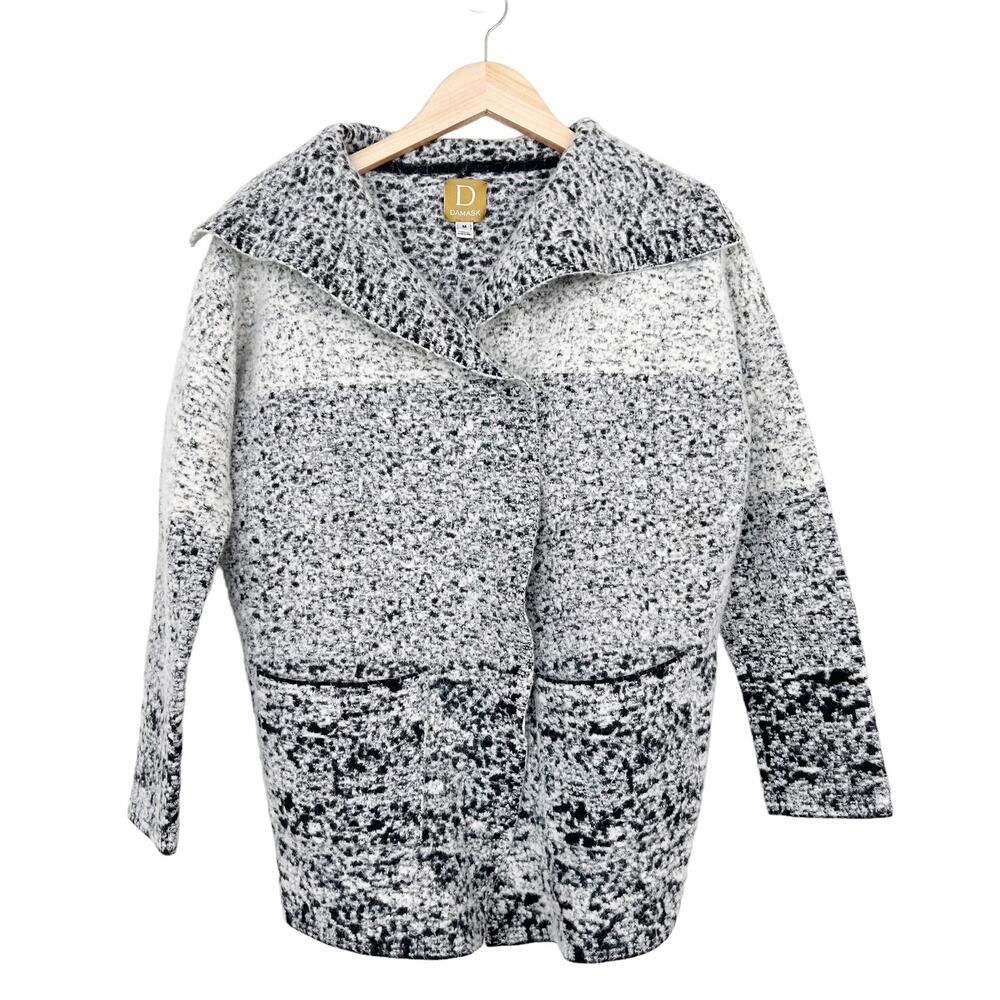 Damask Baby Alpaca Pima Cotton Gray Cardigan Sz M